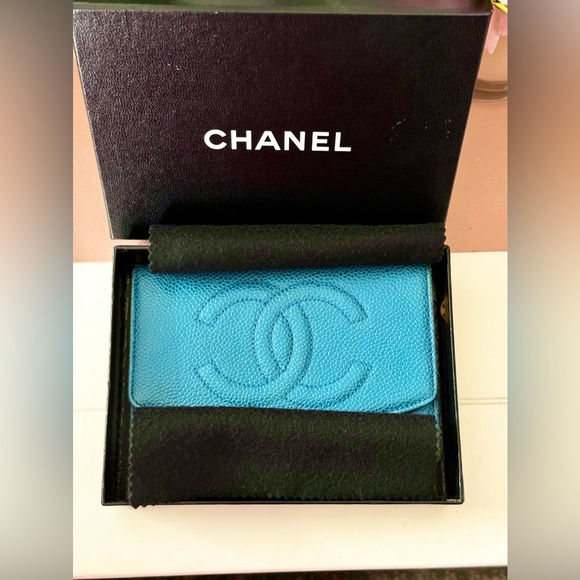 Rare Blue Chanel Timless Caviar Wallet - Picture 12 of 13